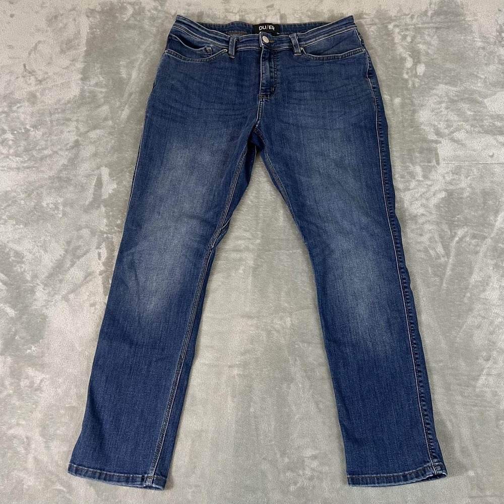 DU/ER Jeans Mens 36x31 Blue L2X Performance Stretch Straight Denim MFLR4505
